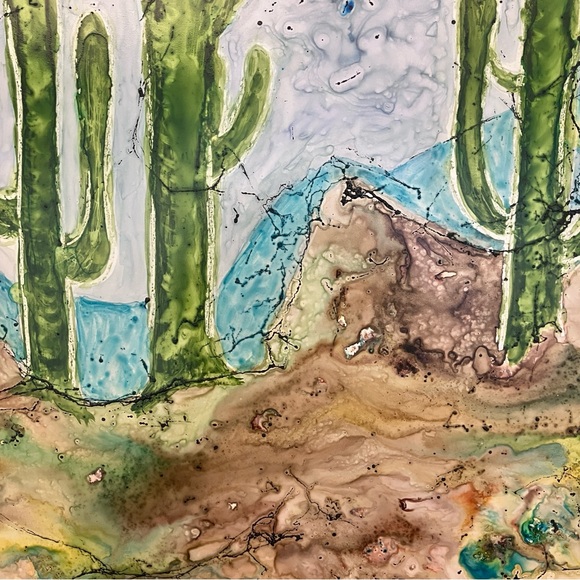 Semi Abstract Desert Landscape Watercolor Original Art Painting - Picture 3 of 16